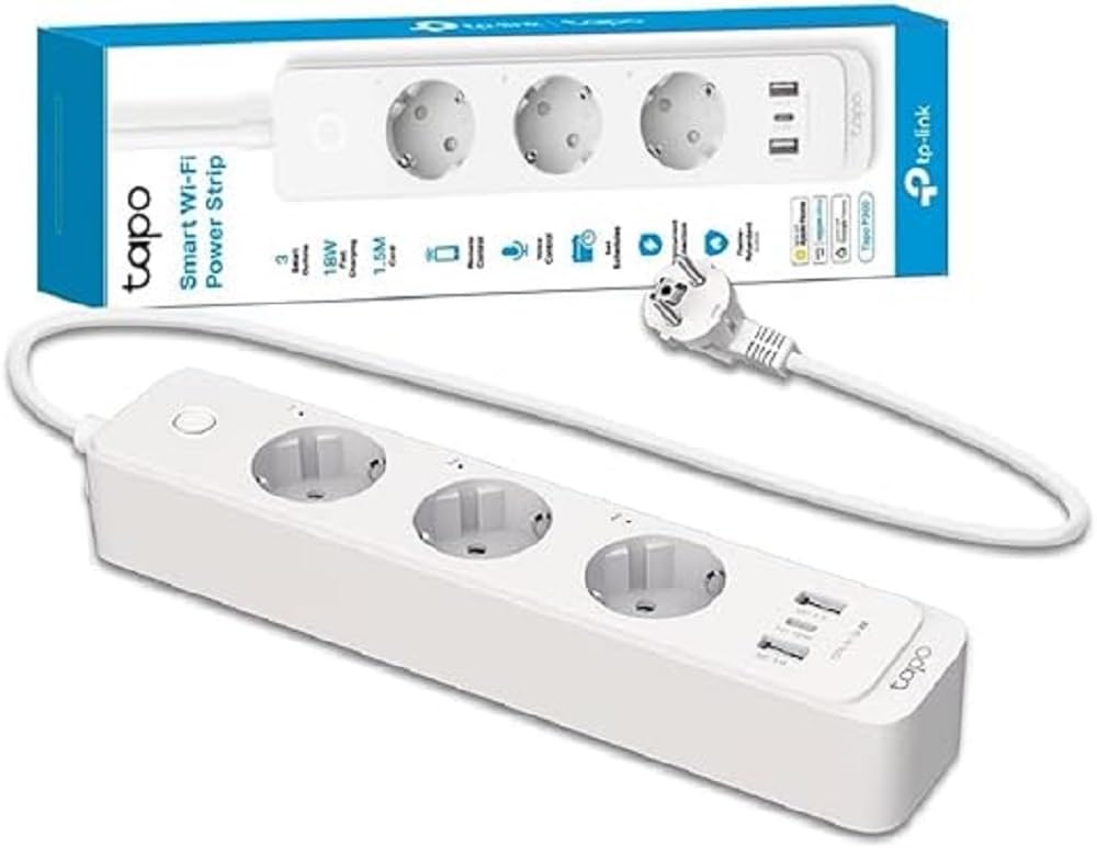 Régua inteligente WiFi Tapo P300 com 3 tomadas e 3 USB