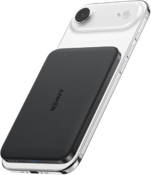 Power bank Anker Nano MagSafe Qi2 5000mAh ultrafina preta