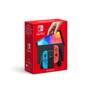 Nintendo Switch OLED azul néon e vermelho néon